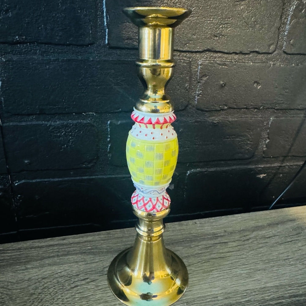 Elegant Gold and Yellow Candle Holder